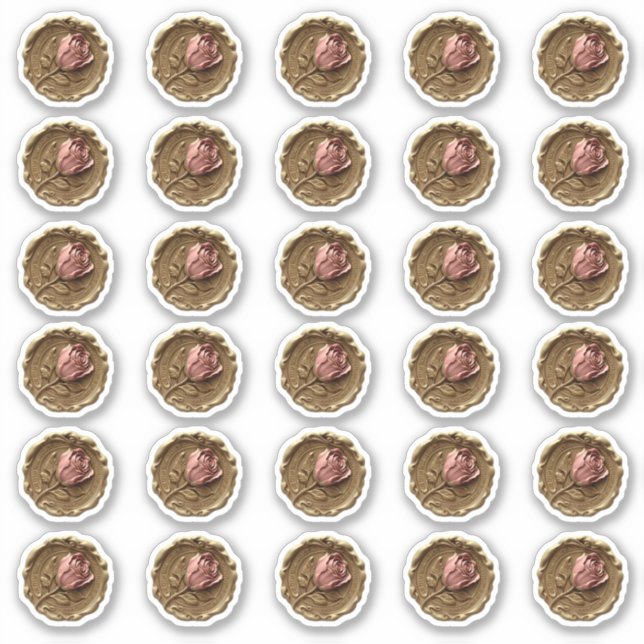 Pegatina Flor rosa rosa rosa de Sello para sobres de estamp (Anverso)