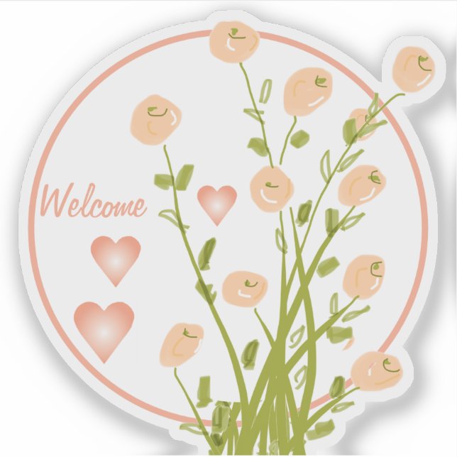 Pegatina Flor Rosa Y Rosa (Anverso)