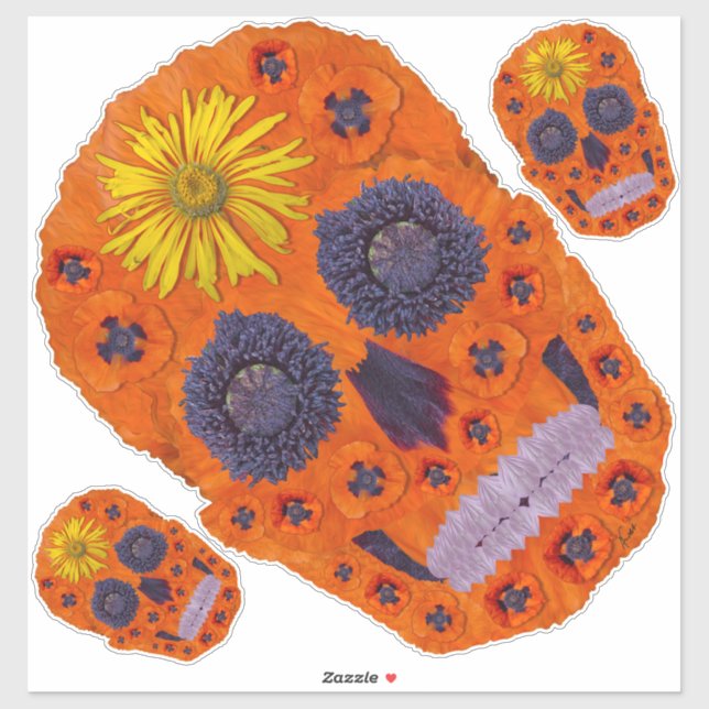 Pegatina Flor Skull 1 (Hoja)