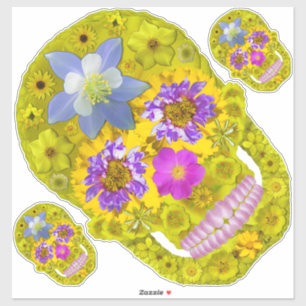 Pegatina Flor Skull 3