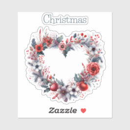 Pegatina Floral acuarela de color cardíaco - Navidades