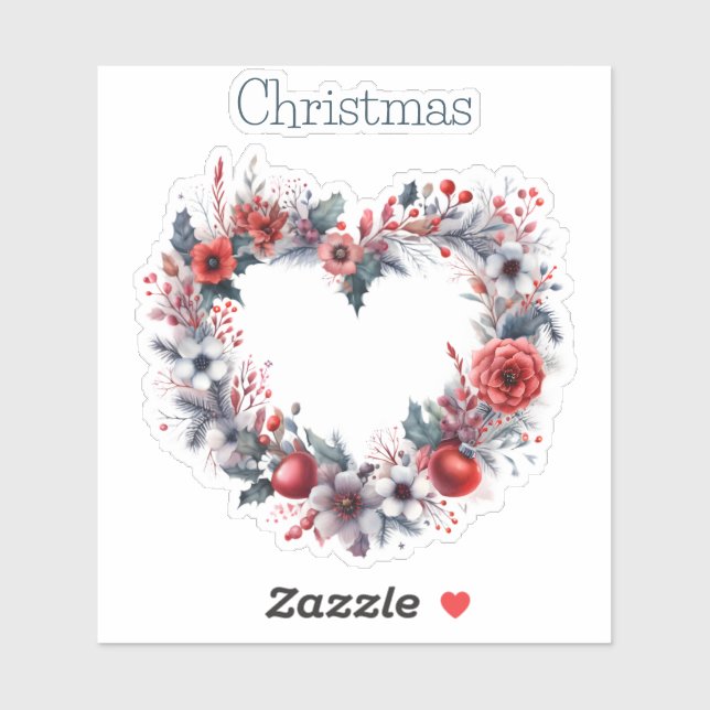 Pegatina Floral acuarela de color cardíaco - Navidades (Hoja)