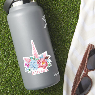 Pegatina Floral acuática capilar de unicornio