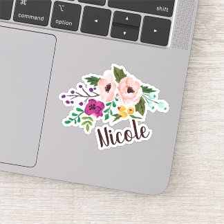 Pegatina Floral acuática de moda con nombre