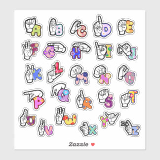 Pegatina Floral ASL Alphabet Sticker