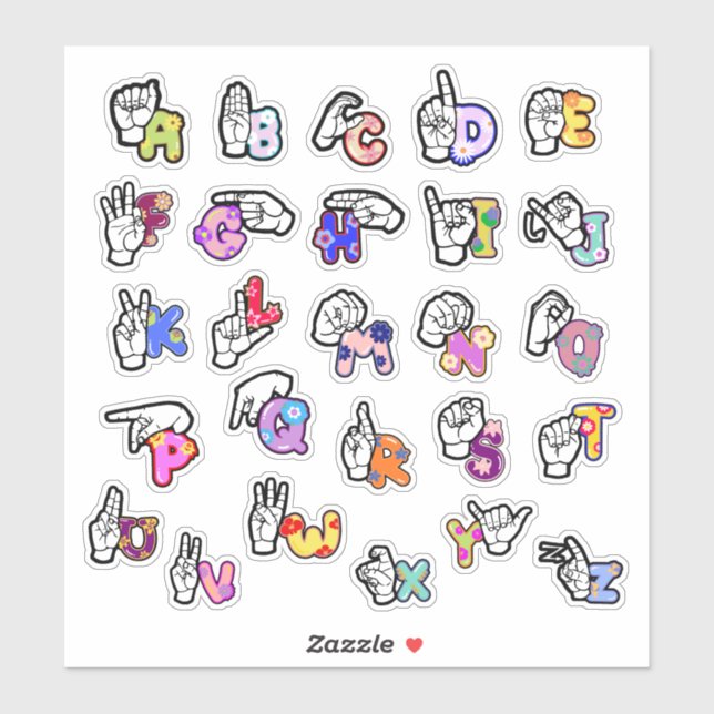 Pegatina Floral ASL Alphabet Sticker (Hoja)