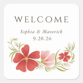 Pegatina floral audaz de frambuesa y Rubor