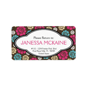 Pegatina floral azul rosado personalizado de Brown