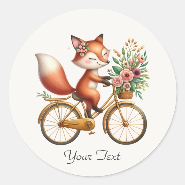Pegatina Floral Bicycle Fox (Anverso)