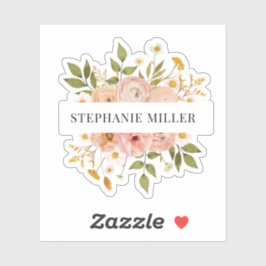 Pegatina floral bohemio completo o nombre de pila