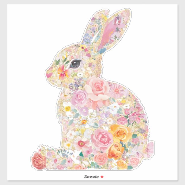 Pegatina Floral Bunny Silhouette (Hoja)