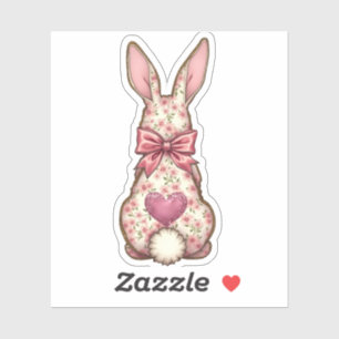 Pegatina Floral Cottontail Bunny Coquette Bow Rabbit Easter