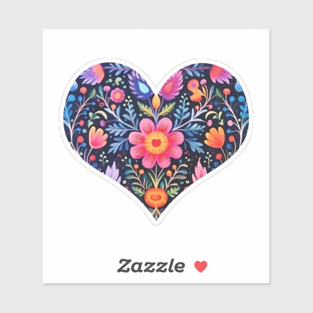 Pegatina Floral de arte folclórico mexicano (Hoja)