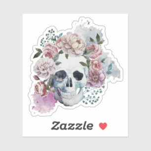 Pegatina Floral de cráneo