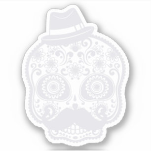 Pegatina Floral de cráneo