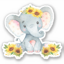 Pegatina Floral de girasol Cute elefante elefante de bebé