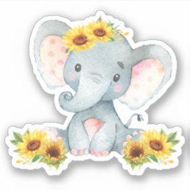 Pegatina Floral de girasol Cute elefante elefante de bebé