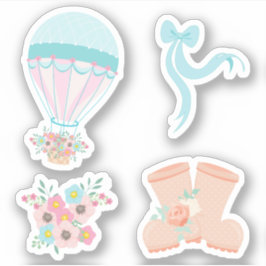 Pegatina floral de globo aerostático pastel divert