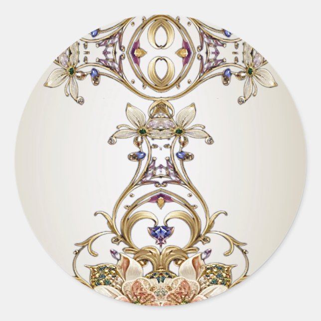 Pegatina floral de oro blanco (Anverso)