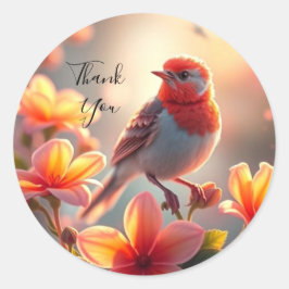 Pegatina floral de pájaro naranja