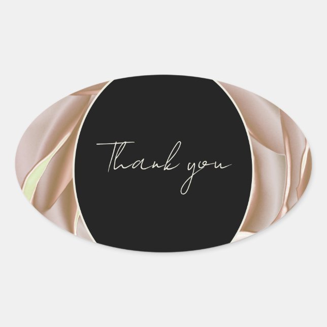 Pegatina floral de rosa crema elegante "Gracias" (Anverso)