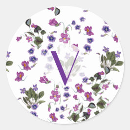 Pegatina floral de violetas púrpura personalizadas