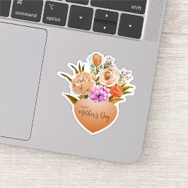 Pegatina floral feliz día de la madre