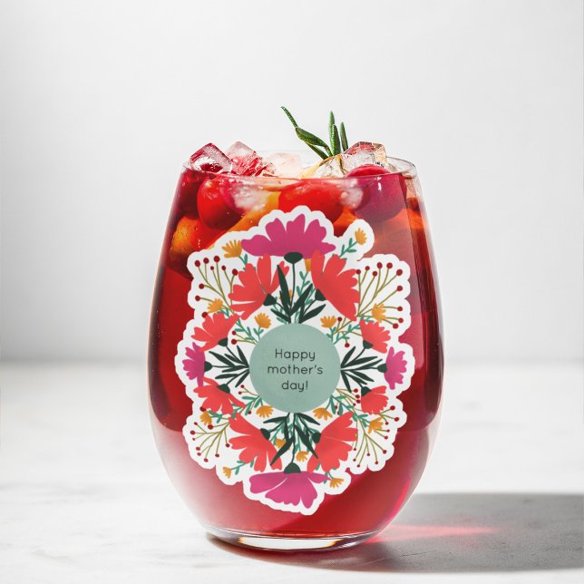 Pegatina Floral feliz día de la madre (Subido por el creador)