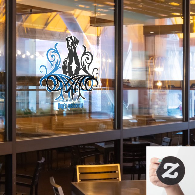 Pegatina Floral Gran Danés / Cling (ventana del restaurante)