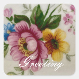 Pegatina floral inspirado en la porcelana