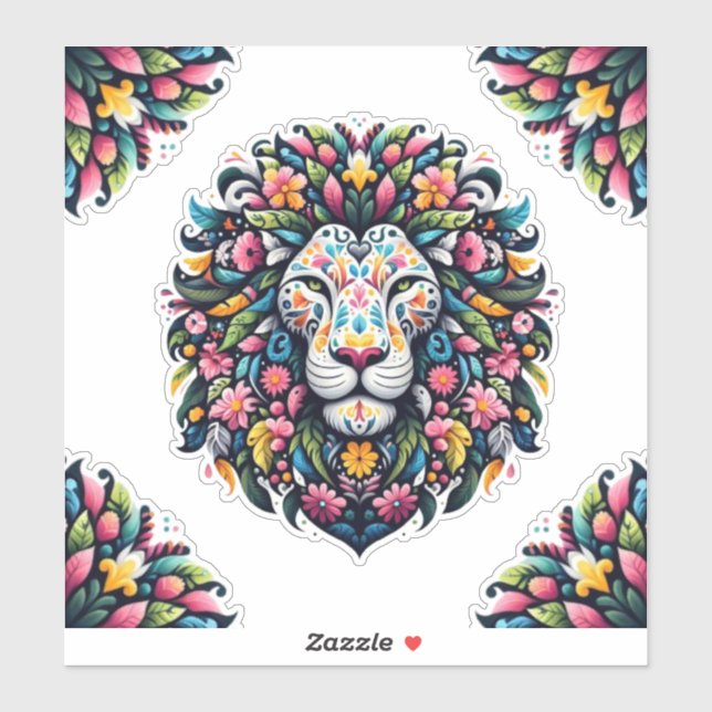 Pegatina Floral Lion Silhouette (Hoja)