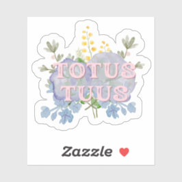 Pegatina floral mariana católica Totus Tuus