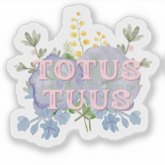 Pegatina floral mariana católica Totus Tuus