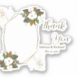 Pegatina Floral Marrón Y Crema Moderna Gracias A Ustedes.