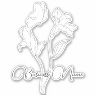Pegatina Floral Moderna Elegante En Blanco Y Negro