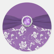 Pegatina floral morado y plateado