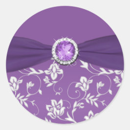 Pegatina floral morado y plateado