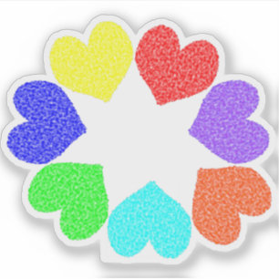 Pegatina Floral Rainbow Love Hearts Shaped