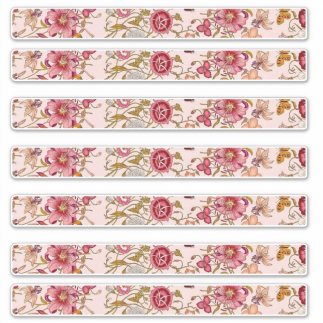 Pegatina Floral rectangular larga (Anverso)