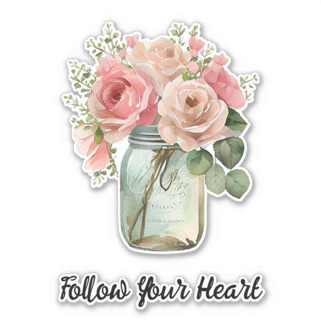 Pegatina Floral rosa de rosas (Anverso)