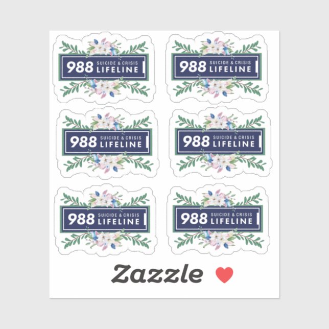 pegatina floral suicida y de crisis (Hoja)
