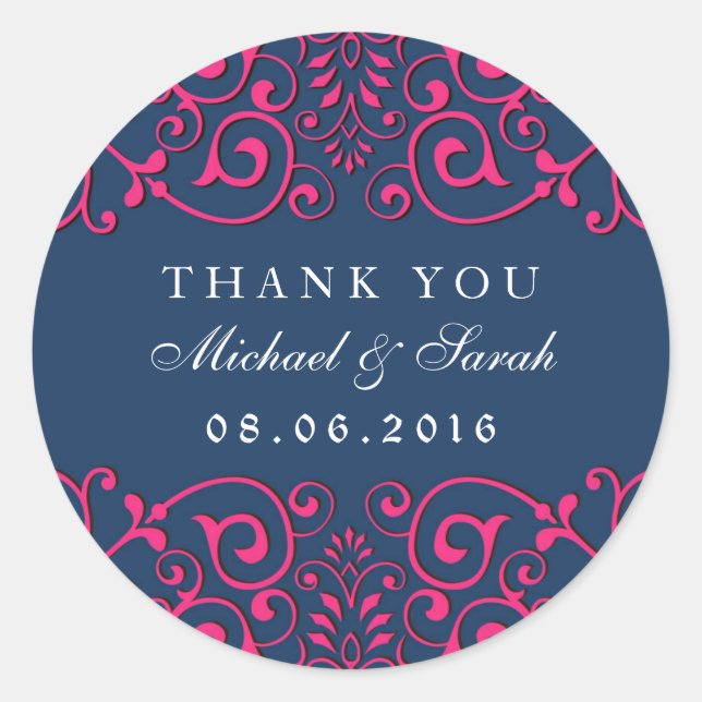 Pegatina Floral Swirl Floral Navy Blue Classic Vic (Anverso)