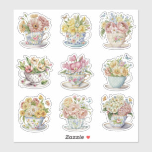 Pegatina Floral Teacup