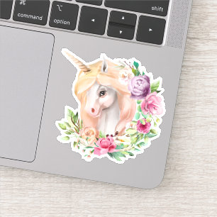 Pegatina Floral Unicornio