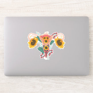Pegatina Floral Uterus Anatomy Sticker, Flower Feminist 