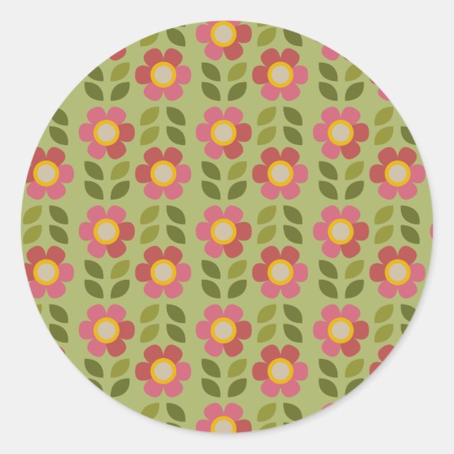 Pegatina floral verde y rosa - Bloom & Stick (Anverso)