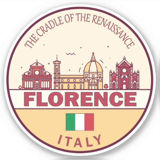 Pegatina Florence Italy City Skyline Emblem (Anverso)