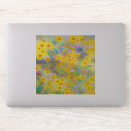 Pegatina Flores amarillas y rojas bonito con azul turquesa