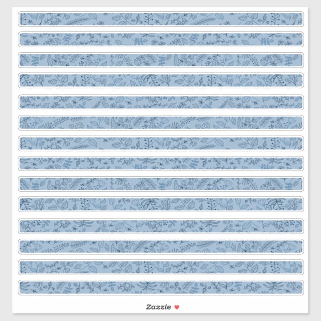 Pegatina Flores Boho Flores Clásicas Tiras Delgadas Azules (Hoja)