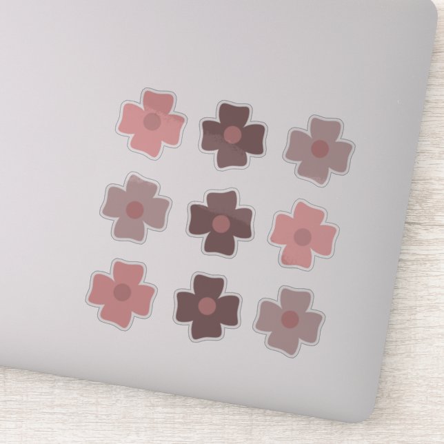 Pegatina Flores Boho Rosa Tonos Terrosos (Detalle)